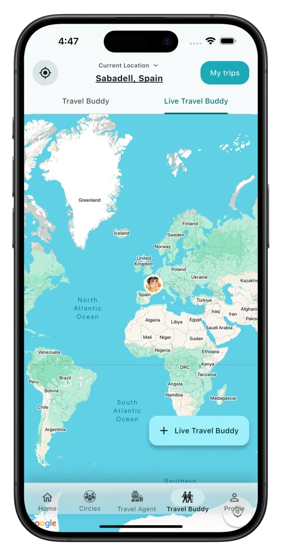 TipsToTrip trip feed on iPhone 16 Pro Max